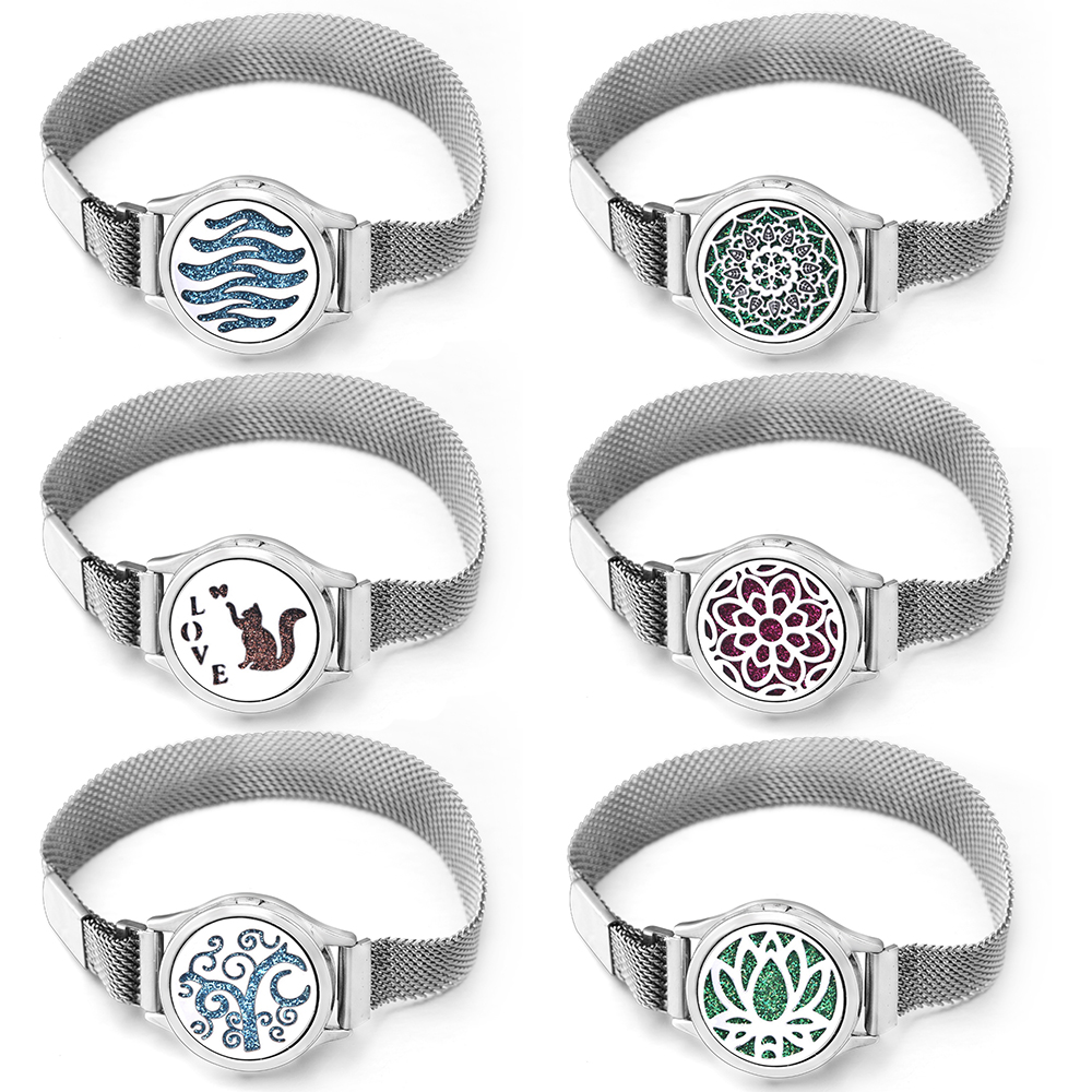 Jewelry Essentials Watches - Chimanni-Bracelet Médaillon d'Aromathérapie en Acier Inoxydable,