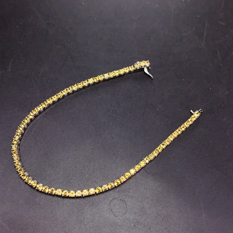 Gemstone Bracelet Healing - Bracelet de Tennis en Citrine naturelle,